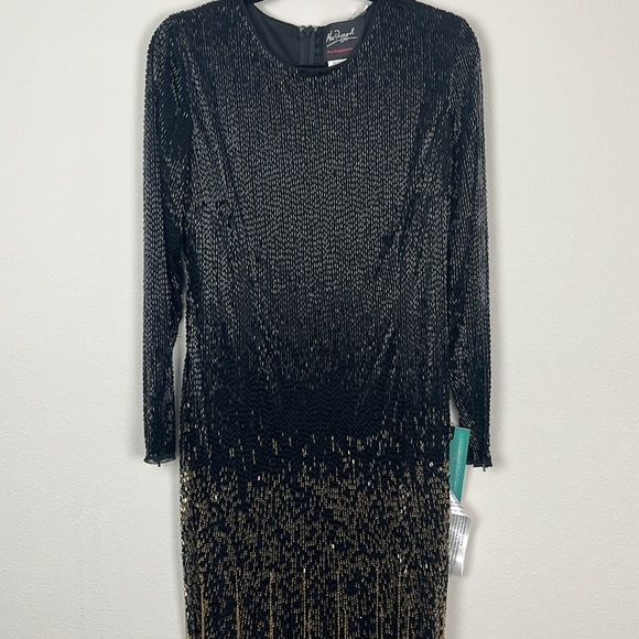 Mac Duggal Long Sleeve Beaded Fringe Gown 93584 - Picture 4 of 9